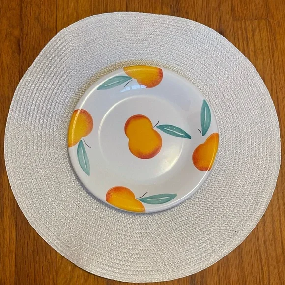 Pier 1 Italian Handpainted Peach Dinner Plates - Picture 3 of 4